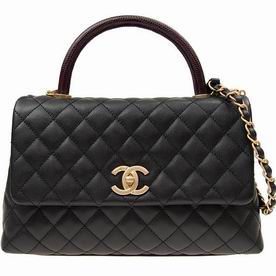 Chanel Coco Handle Anti-Gold Hardware Lizard Leather Black A92991C