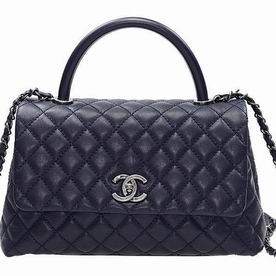 Chanel Coco Handle Anti-Silver Hardware Cowhide Leather Deep Blue A92991BLU