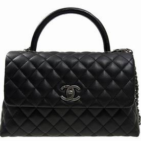 Chanel Coco Handle Anti-Silver Hardware Black A92991CBLKBLIZ