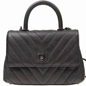 Chanel Caviar Leather V Small Coco Handle Black Hardware A92990CBLKKV