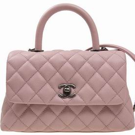 Chanel Coco Handle Caviar Anti-silver Chain Trapezoid Shoudbag Pink A92990CPINKS
