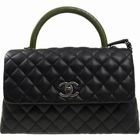 Chanel Calfskin Leather Coco Handle Anti-Silver Hardware Black A92991CBLKGLI
