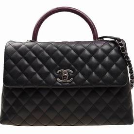 Chanel Calfskin Leather Large Coco Handle Anti-Silver Hardware Black A92992CBLKLIZ