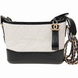Chanel Calfskin Leather Gabriell Two Tone Medium Size Hobo White/Black A91810WHT