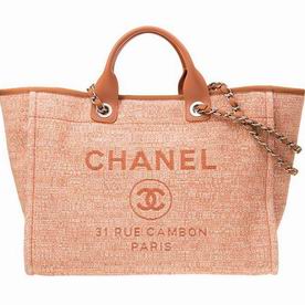 Chanel Tweed Canvas Deauville Shop Tote Silver Chain Bag A66941LTDORA