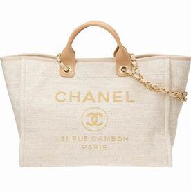 Chanel Golden Color Tweed Canvas Deauville Shop Tote Gold Chain A66941DGOLDGP