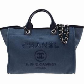 Chanel Denim Canvas Deauville Shop Tote Bag Blue A66941BLUESEQ