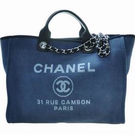 Chanel Blue Denim Canvas Silver Large Toile Shopping Bag A66941LBLUES
