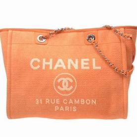 Chanel Canvas Deauville Chain Shoulder Tote Bag Orange A67001CLORN