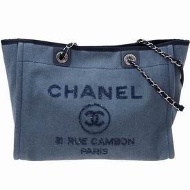 Chanel Canvas Deauville Chain Shoulder Tote Bag Blue A67001CLBLUES