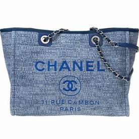 Chanel Canvas Deauville Chain Shoulder Tote Bag Blue A67001CLBLUE