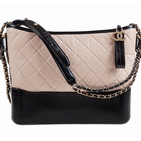 Chanel Gabrielle Two-tone Chain Calfskin Leather Shouldbag Black/Khaki A93824ZKITW