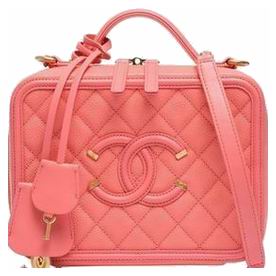 Chanel Gabrielle Caviar Calfskin Vanity Case Peach Pink A93343HOPG