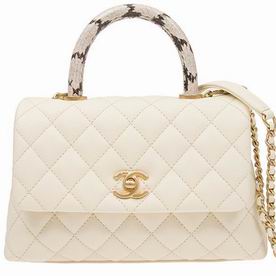 Chanel Beige Cowhide Gold Hardware Coco Lizard Handle Bag A92990CWHTLIZGP