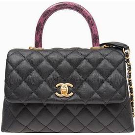 Chanel Black Cowhide Gold Hardware Coco Lizard Handle Bag A92990CBLKPLIZ
