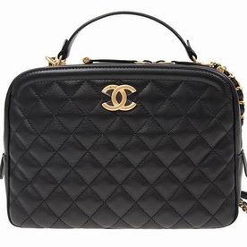Chanel Black Calfskin Gold-Tone Metal Vanity Case A57906CBLKGP