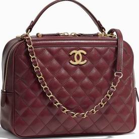 Chanel Burgundy Calfskin Gold-Tone Metal Vanity Case A57906Y85B