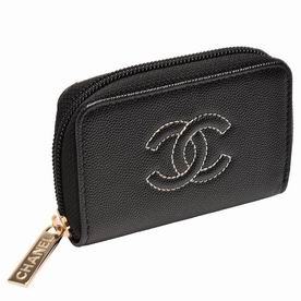 Chanel Calfskin Leather CC Logo wallet Black A685493