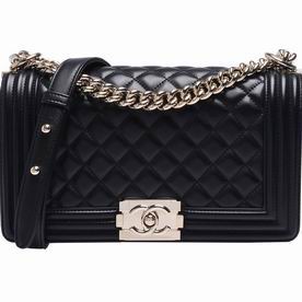 Chanel Black Lambskin Silver Hardware Medium Leboy Bag A645513