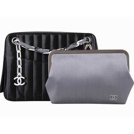 Chanel Classic Logo Lambskin Shoulder Bag In Black A57251