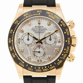 Rolex Daytona Automatic Movement 18k Gold Black Rubber WatchBand 116518NGWT