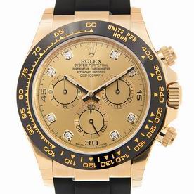 Rolex Daytona Automatic Movement 18k Gold Black Rubber WatchBand 116518GCH