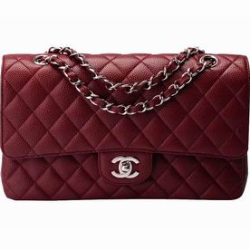 Chanel Caviar Medium Double Flap Bag Dark-Red(Silver) A01112DRS