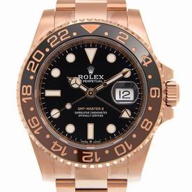 Rolex GMT-MASTER II Swiss Movement 18K Rose Gold Band Black Dial 126715CHNR