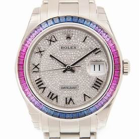 Rolex Swiss Movement Platinum Silver Diamond Band Silver Dial 86349SAFUBL