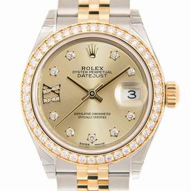 Rolex Datejust Swiss Movement Silver Gold Band Gold Dial With Diamond 279383RBRC