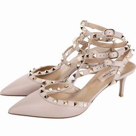 Valentino Rockstud Cowhide Leather Heel Pinkish Grey V607757