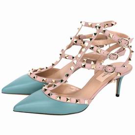 Valentino Rockstud Ankle Strap Cowhide Leather Heel Green V8557746