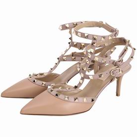 Valentino Rockstud Rolling Cowhide Leather Heel Nude-Pink V8919188