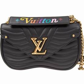 Louis Vuitton Smooth Calf Deep-black Noir New Wave Chain Bag MM M51498