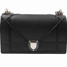 Christian Dior Small Diorama Bag Grain Cowhide Black Silver-tone Lock M0421PVRG900