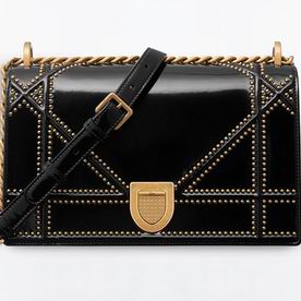 DIORAMA BAG EN BLACK STUDDED GLAZED CALFSKIN M0422CVZY M900