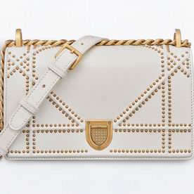 Dior SMALL DIORAMA BAG IN OFF-WHITE STUDDED LAMBSKIN M0421CNOE M030