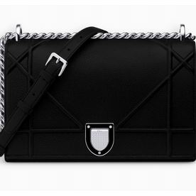 DIORAMA BAG BLACK GRAINED CALFSKIN silver-tone metal edged with enamel M0422PVRGM900