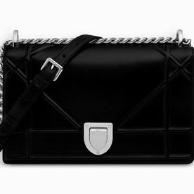 DIORAMA BLACK LAMBSKIN SILVER-TONE METAL BAG M0422PNAG M900