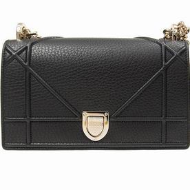 Christian Dior Small Diorama Bag Grain Cowhide Black Shiny Gold-tone Lock M0421OVKK900