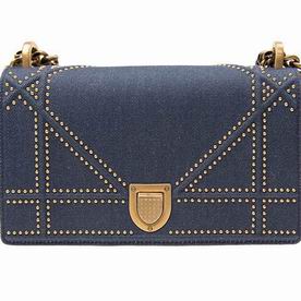Christian Dior Small Diorama Bag in Denim Canvas Blue Anti-Gold Lock M0421CFDN928