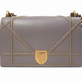 Dior DIORAMA BAG IN GRAY CALFSKIN GOLD-TONE METAL M0422CNOE34G