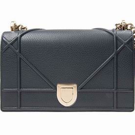 DIOR DIORAMA BAG IN DEEP BLUE GRAINED CALFSKIN GOLD-TONE METAL M0422OVKK84B