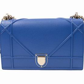 DIOR DIORAMA BAG IN BLUE GRAINED CALFSKIN GOLD-TONE METAL M0422OVRG73B