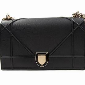 DIOR DIORAMA BAG IN BLACK GRAIN CALFSKIN GOLD-TONE METAL M0422OVRG900