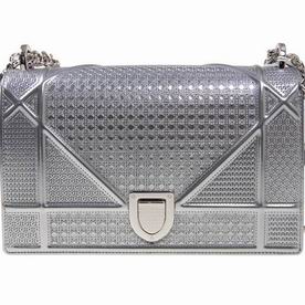 Dior Small Diorama Bag In Onyx Silvery Metallic Calfskin M0422PSKN090