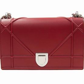 DIOR DIORAMA BAG IN RED CALFSKIN SILVER-TONE METAL M0422PNAG25R