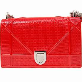 DIOR DIORAMA BAG IN RED PATENT COWHIDE SILVER-TONE M0422PVAD17R
