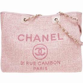 Chanel Tweed Canvas Deauville Shop Tote Bag Gold Chain Tweed Pink A67001CLTDPINKGP