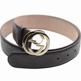 GUCCI Cowhide Belt Coffe Color Gold Buckle 370543CWC1G